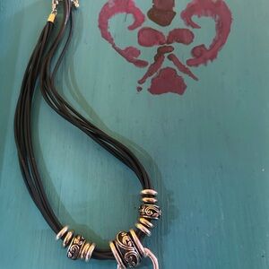 Contemporary Black and Silver Necklace with Metallic Beads